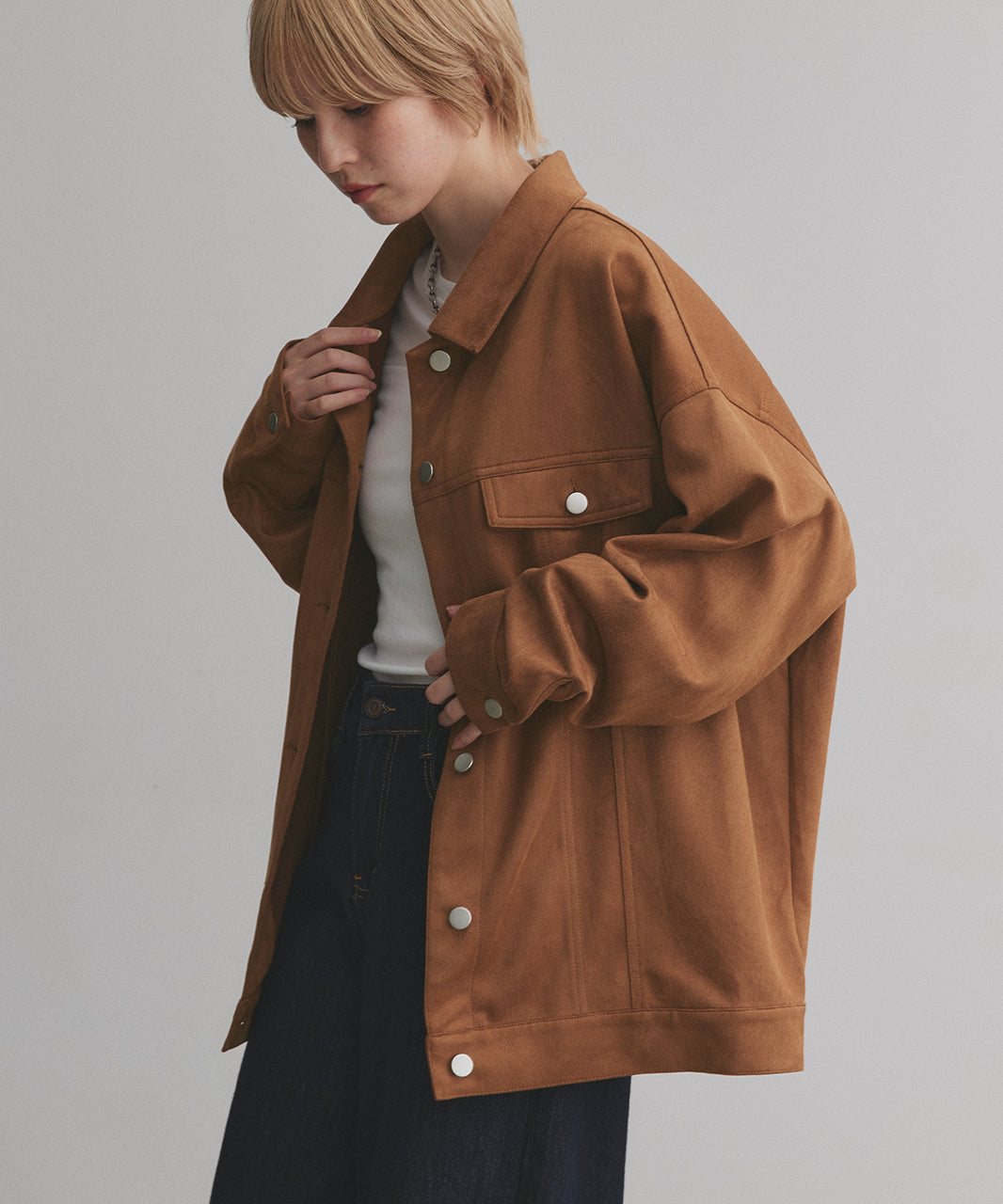 アドティエ ad thie 【2025AW新作】オーバーシルエット スエードジャケット （チャコール） チャコール