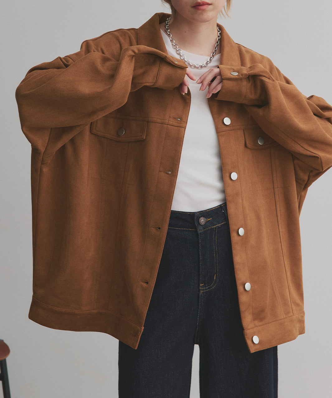 アドティエ ad thie 【2025AW新作】オーバーシルエット スエードジャケット （チャコール） チャコール