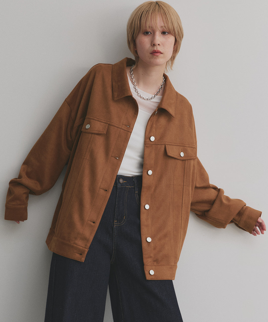 アドティエ ad thie 【2025AW新作】オーバーシルエット スエードジャケット （チャコール） チャコール