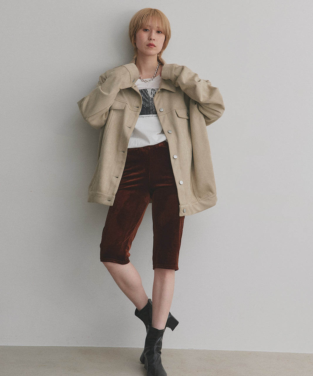 アドティエ ad thie 【2025AW新作】オーバーシルエット スエードジャケット （チャコール） チャコール