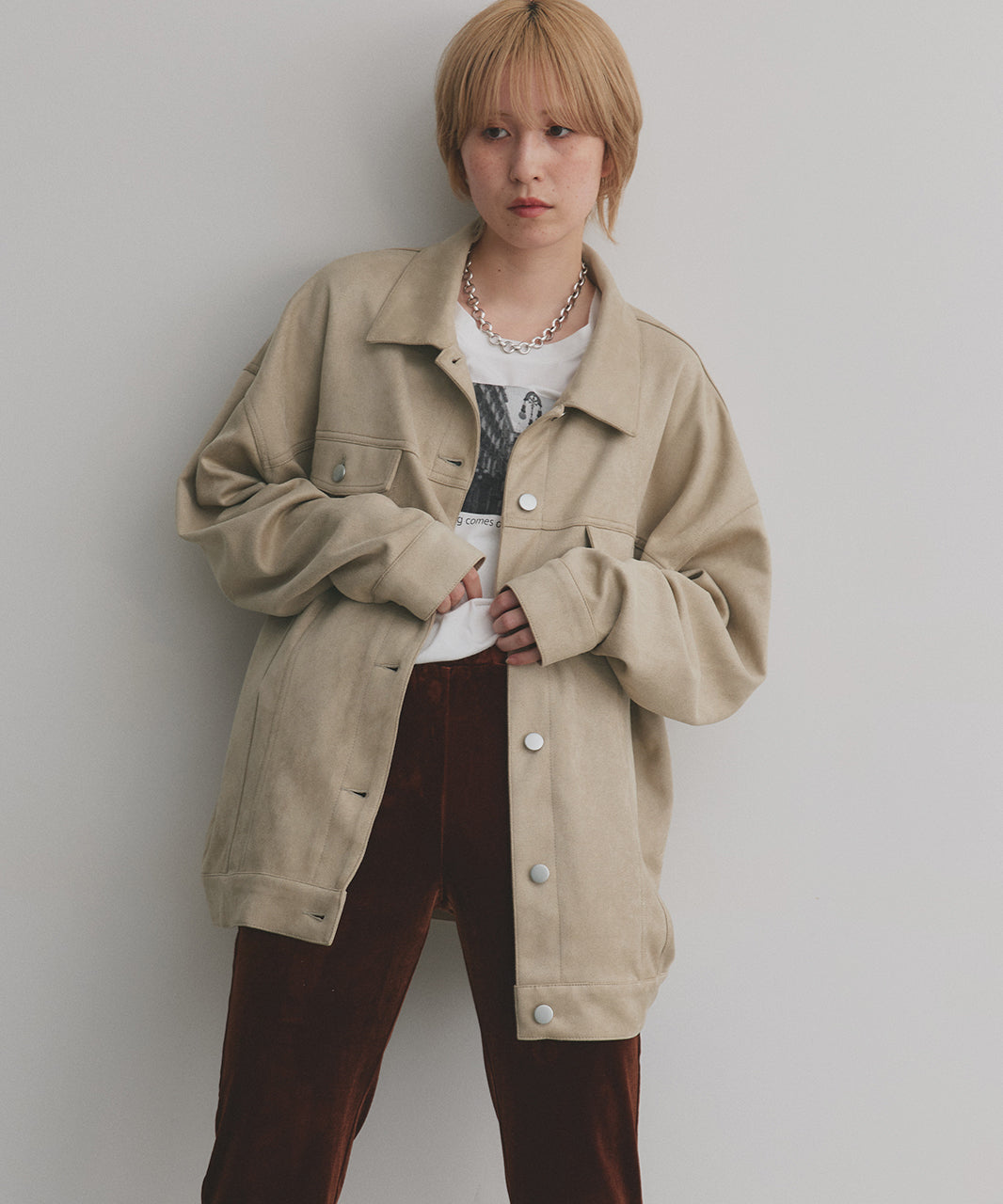 アドティエ ad thie 【2025AW新作】オーバーシルエット スエードジャケット （チャコール） チャコール