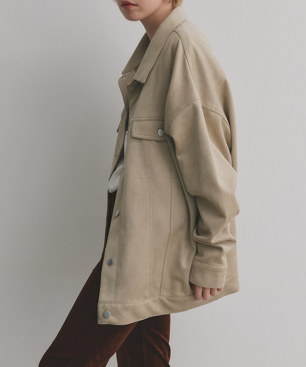 アドティエ ad thie 【2025AW新作】オーバーシルエット スエードジャケット （チャコール） チャコール