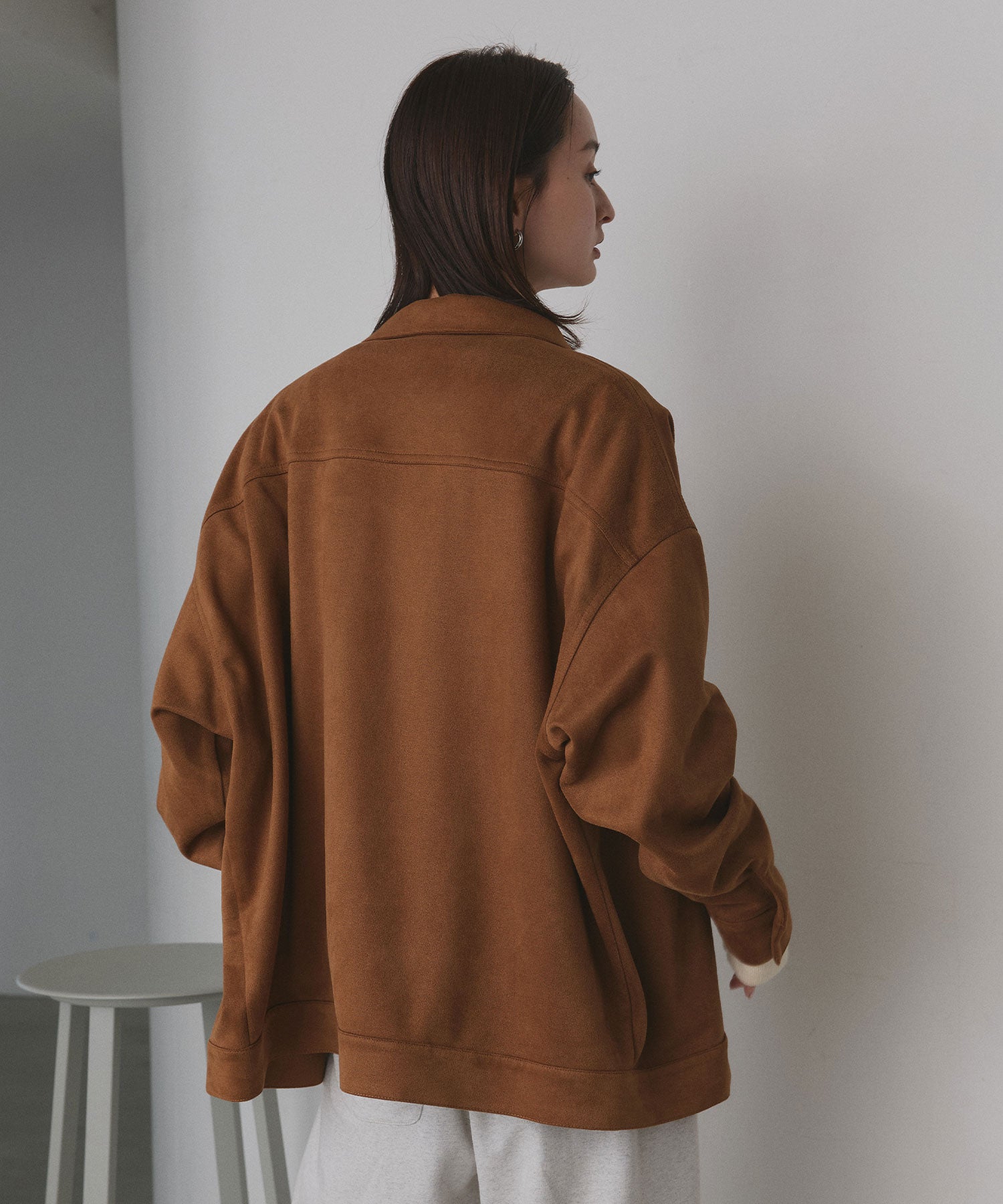 アドティエ ad thie 【2025AW新作】オーバーシルエット スエードジャケット （チャコール） チャコール