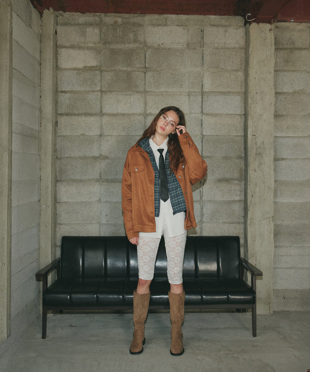 アドティエ ad thie 【2025AW新作】オーバーシルエット スエードジャケット （チャコール） チャコール