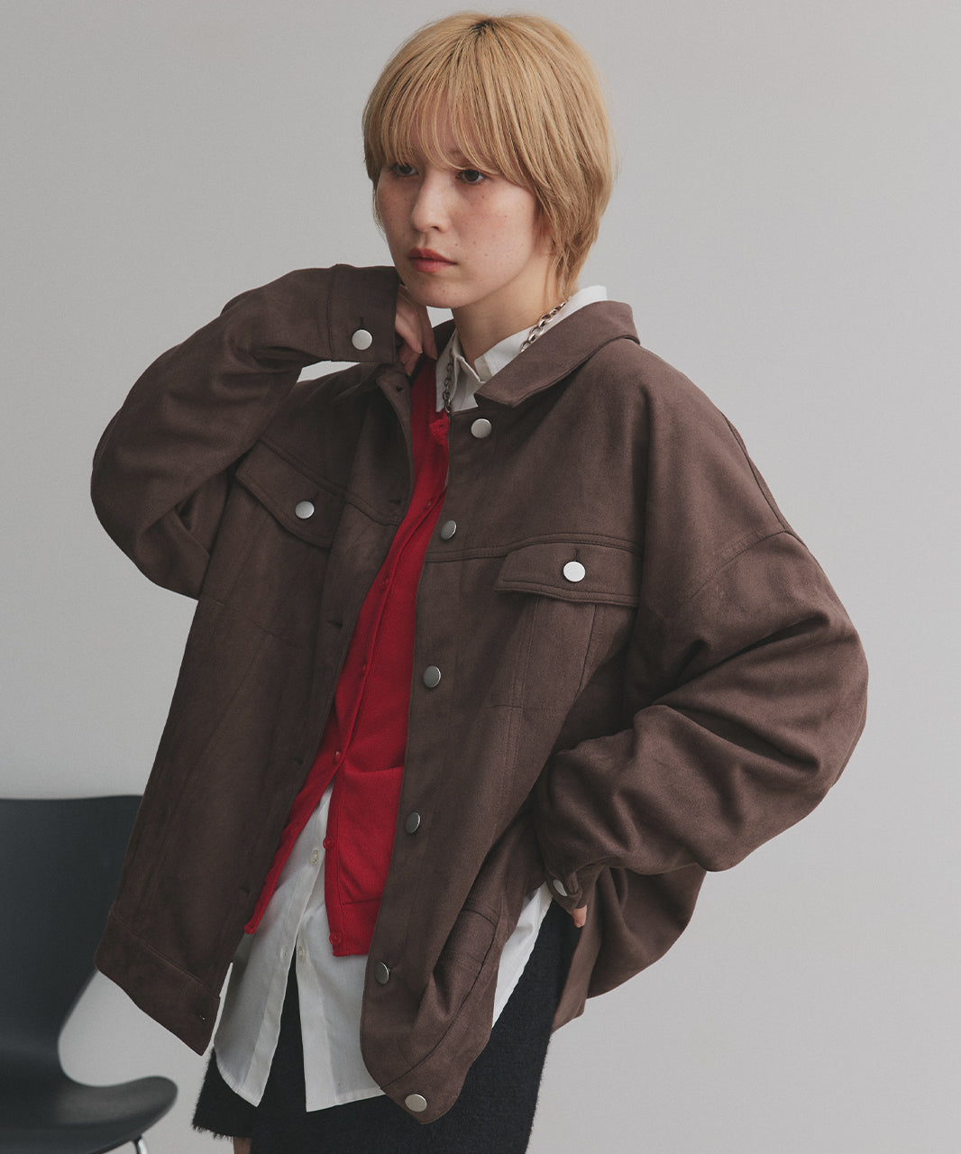 アドティエ ad thie 【2025AW新作】オーバーシルエット スエードジャケット （ダークブラウン） ダークブラウン