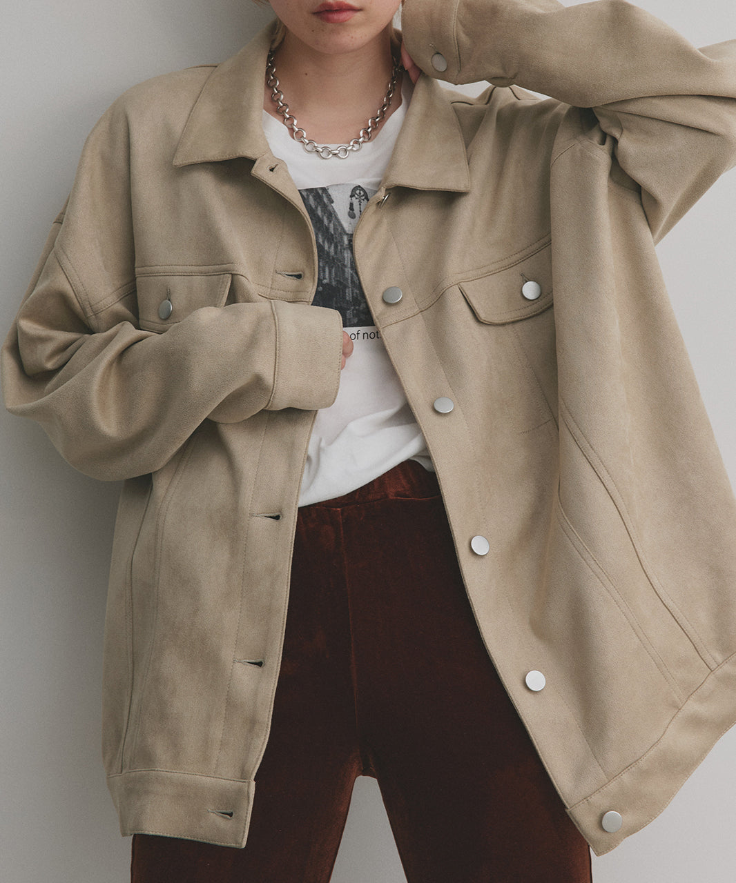 アドティエ ad thie 【2025AW新作】オーバーシルエット スエードジャケット （ベージュ） ベージュ