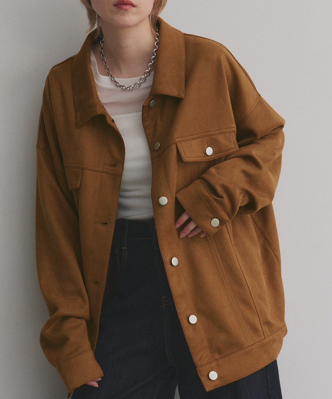 アドティエ ad thie 【2025AW新作】オーバーシルエット スエードジャケット （キャメル） キャメル
