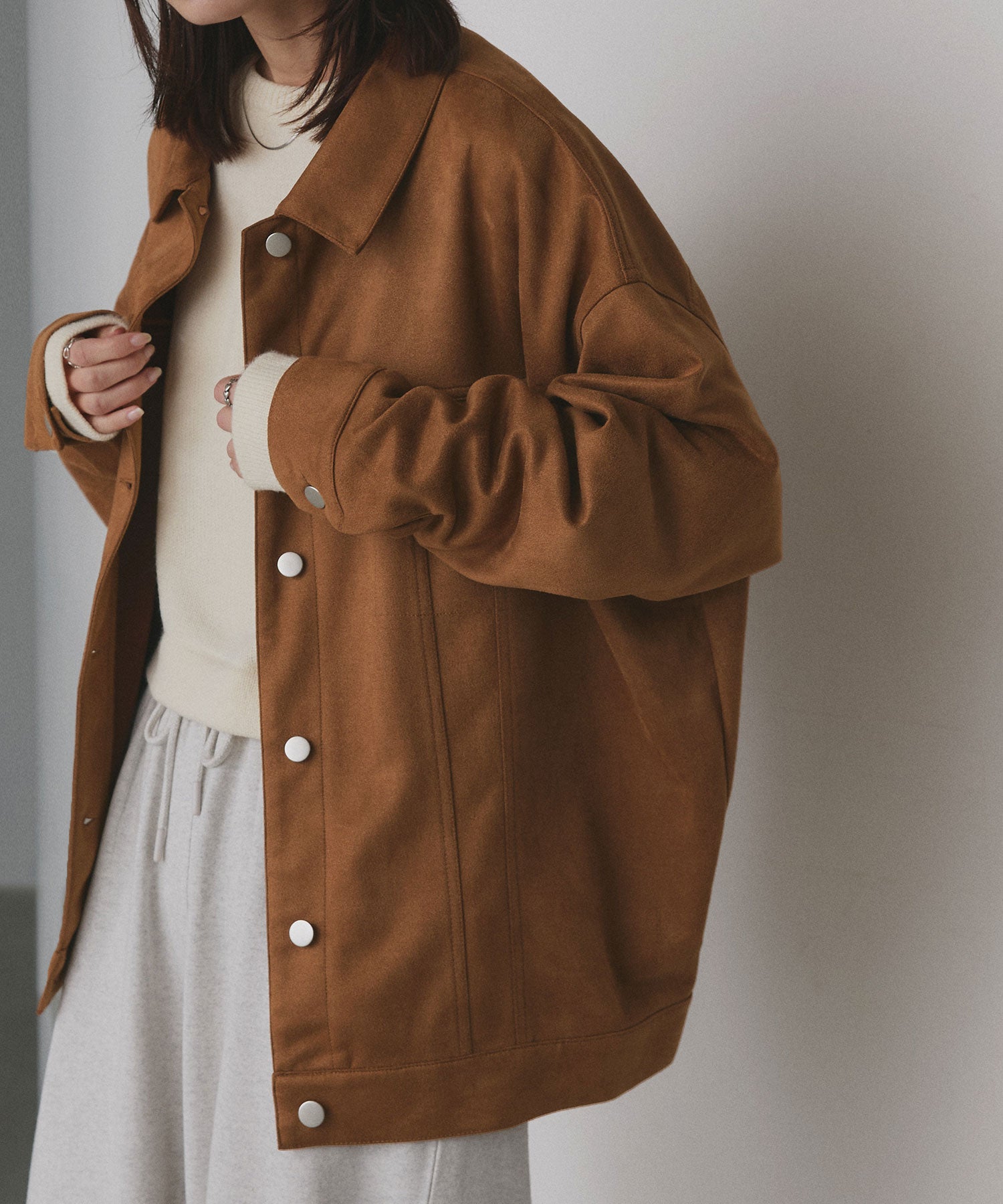 アドティエ ad thie 【2025AW新作】オーバーシルエット スエードジャケット （キャメル） キャメル