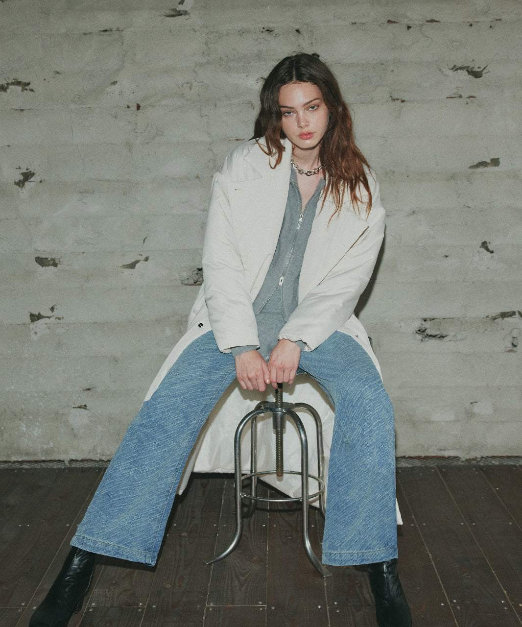 アドティエ ad thie 【2025AW新作】ダブルジップシャギーニットカーディガン （オフホワイト） オフホワイト