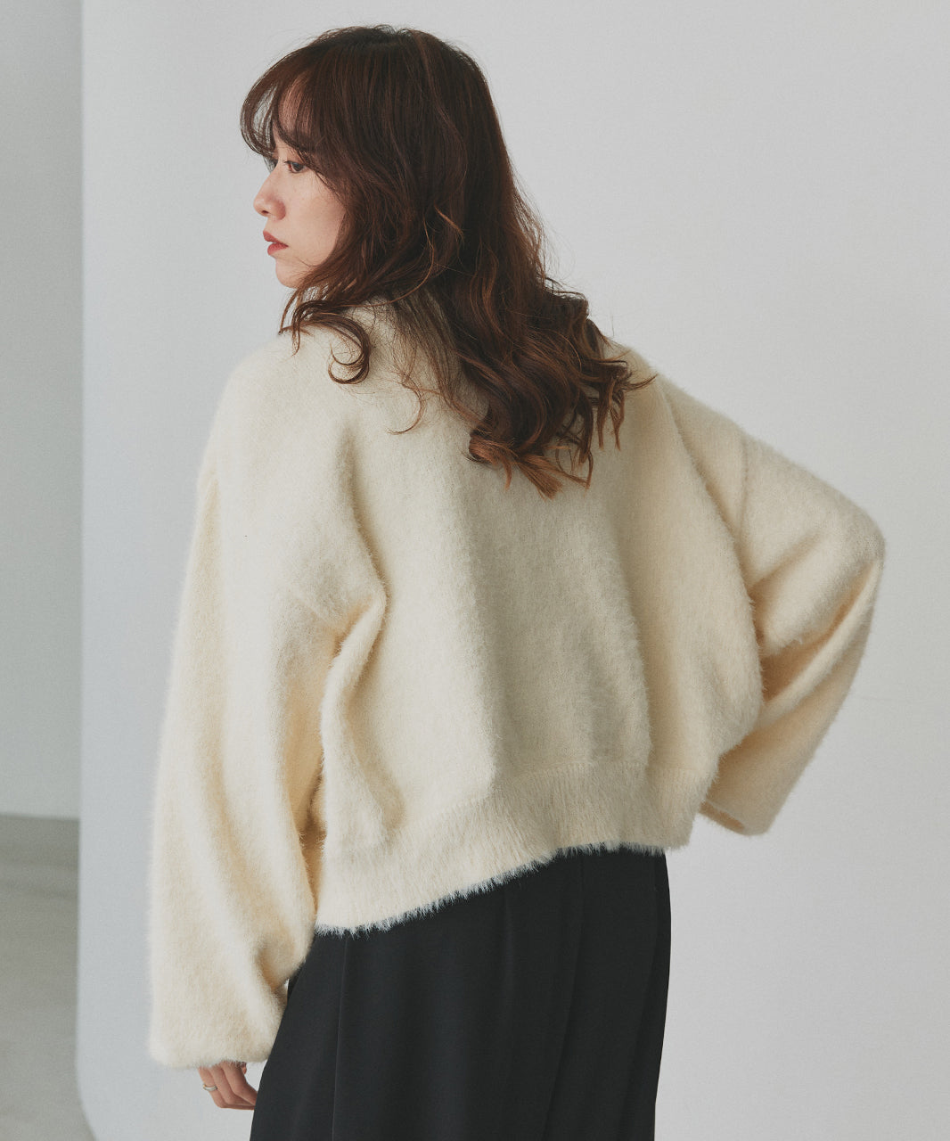 アドティエ ad thie 【2025AW新作】ダブルジップシャギーニットカーディガン （オフホワイト） オフホワイト