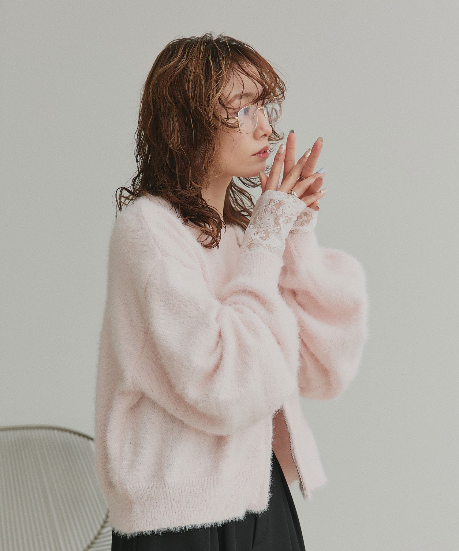 アドティエ ad thie 【2025AW新作】ダブルジップシャギーニットカーディガン （オフホワイト） オフホワイト