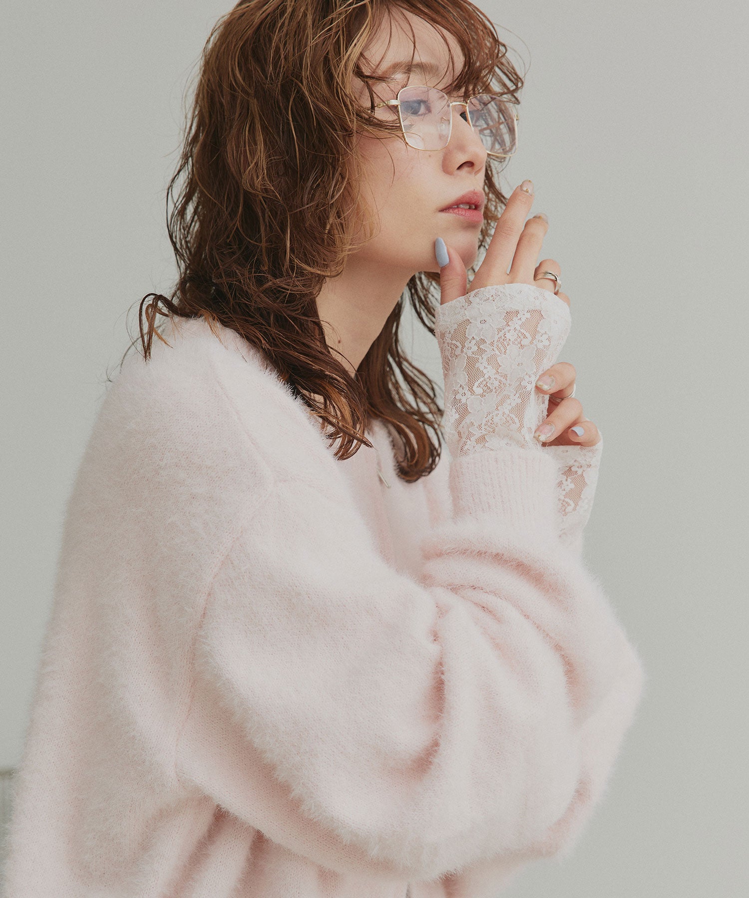 アドティエ ad thie 【2025AW新作】ダブルジップシャギーニットカーディガン （オフホワイト） オフホワイト