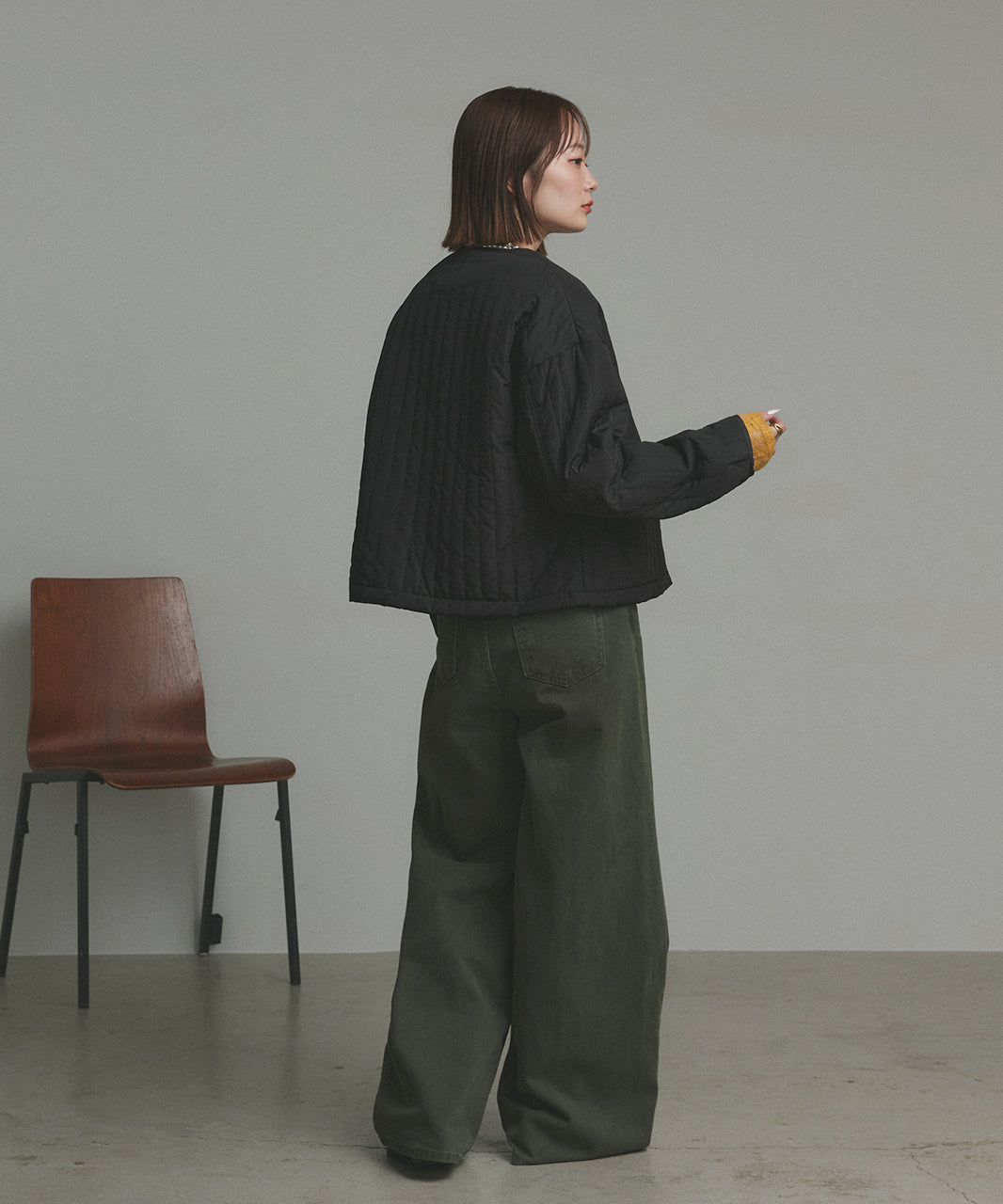 アドティエ ad thie 【2025AW新作】ストライプキルティングノーカラーブルゾン （ライトブルー） ライトブルー