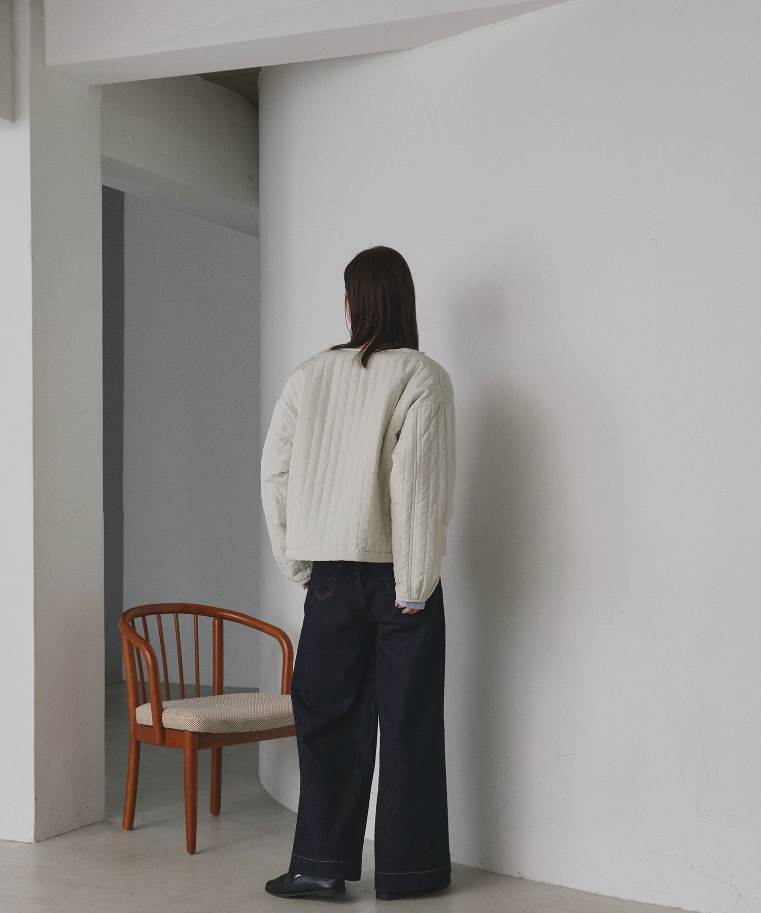 アドティエ ad thie 【2025AW新作】ストライプキルティングノーカラーブルゾン （ライトブルー） ライトブルー