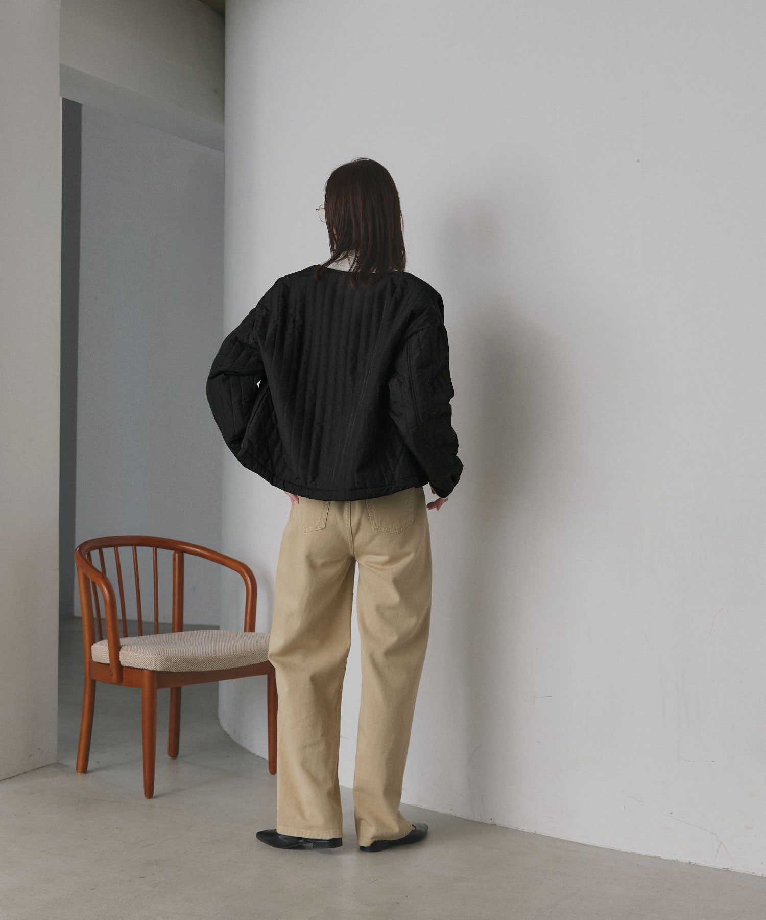 アドティエ ad thie 【2025AW新作】ストライプキルティングノーカラーブルゾン （ライトブルー） ライトブルー