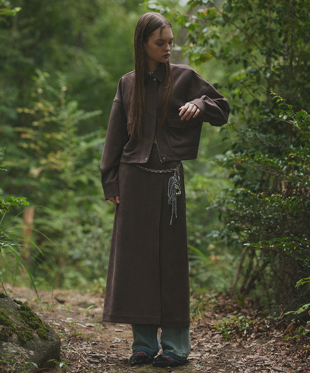 アドティエ ad thie 【2025AW新作】スエードラップスカート （キャメル） キャメル