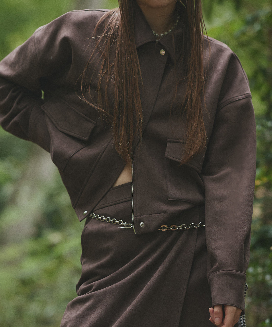 アドティエ ad thie 【2025AW新作】スエードラップスカート （キャメル） キャメル