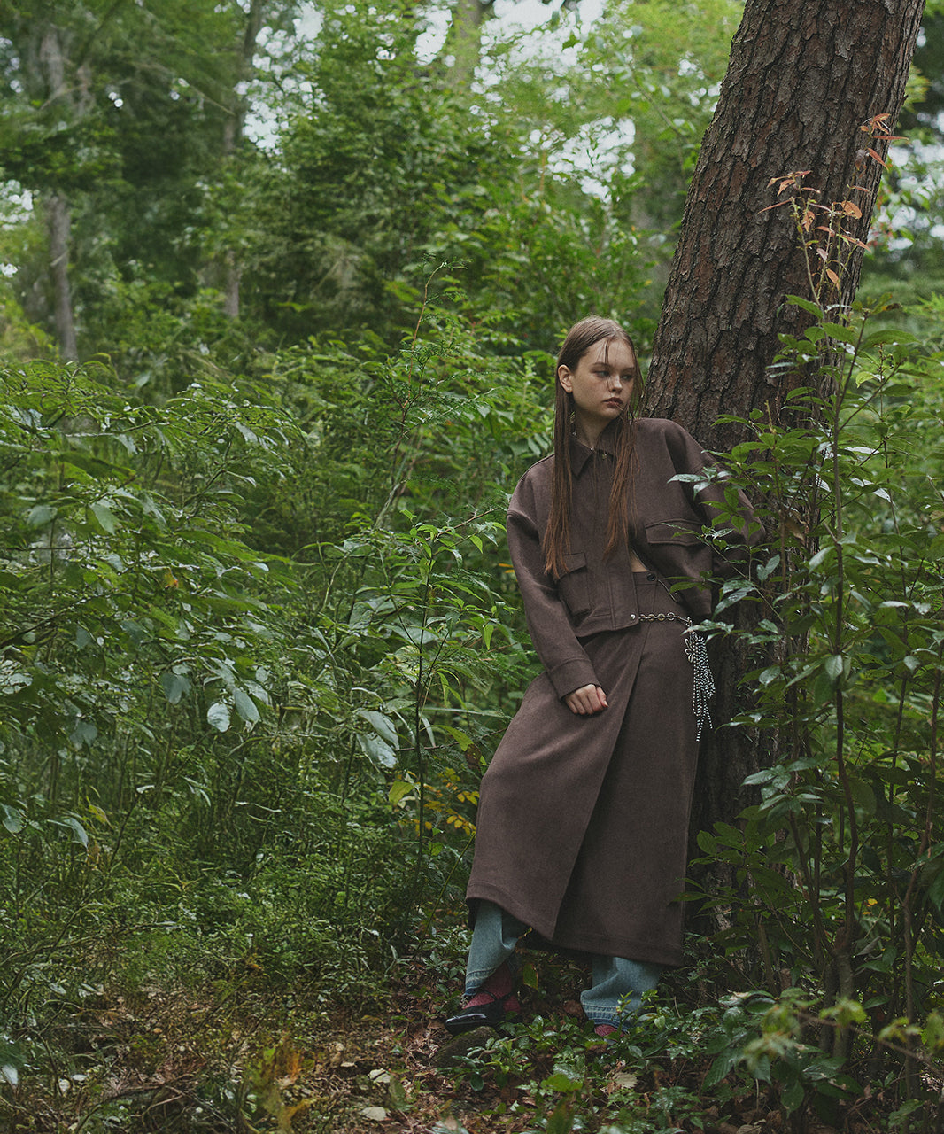 アドティエ ad thie 【2025AW新作】スエードラップスカート （キャメル） キャメル