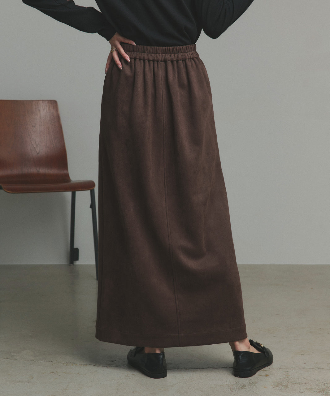 アドティエ ad thie 【2025AW新作】スエードラップスカート （キャメル） キャメル