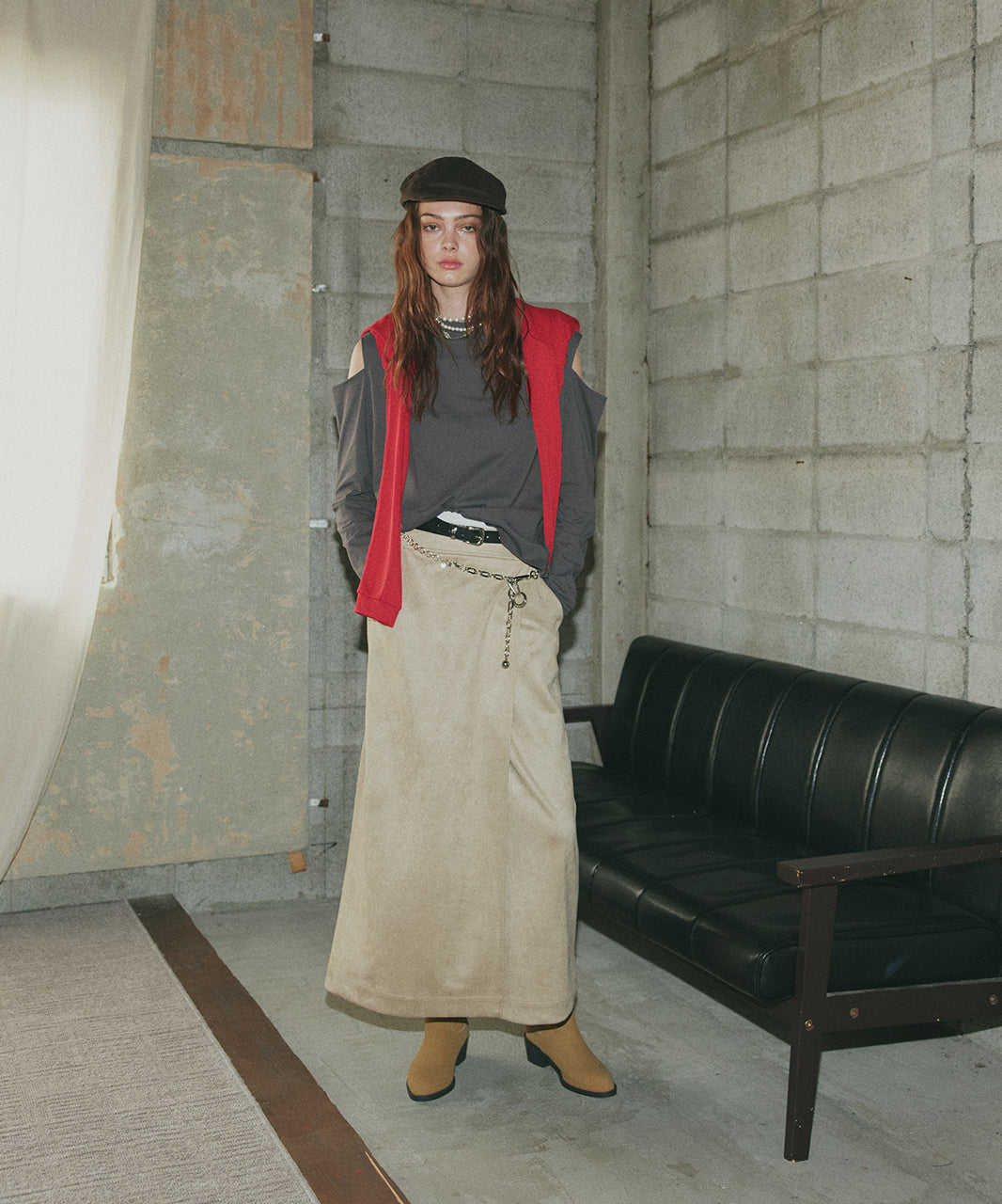 アドティエ ad thie 【2025AW新作】スエードラップスカート （キャメル） キャメル