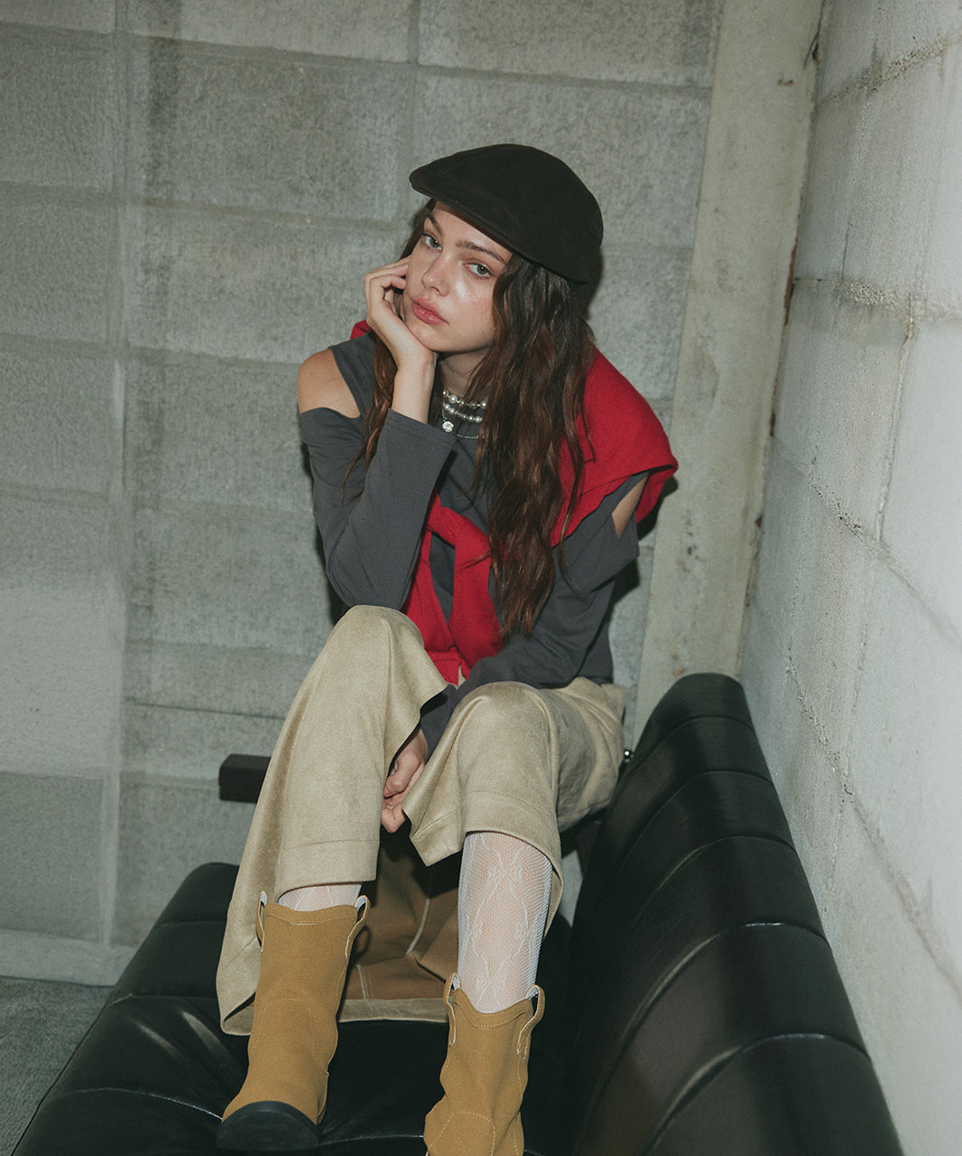 アドティエ ad thie 【2025AW新作】スエードラップスカート （キャメル） キャメル