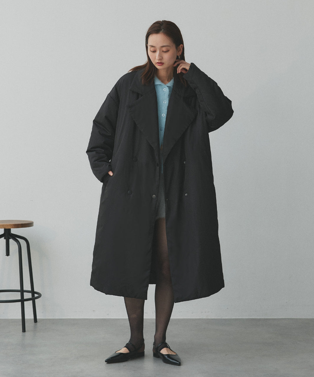 アドティエ ad thie 【2025AW新作】中綿テーラードカラーロングコート （アイボリー） アイボリー