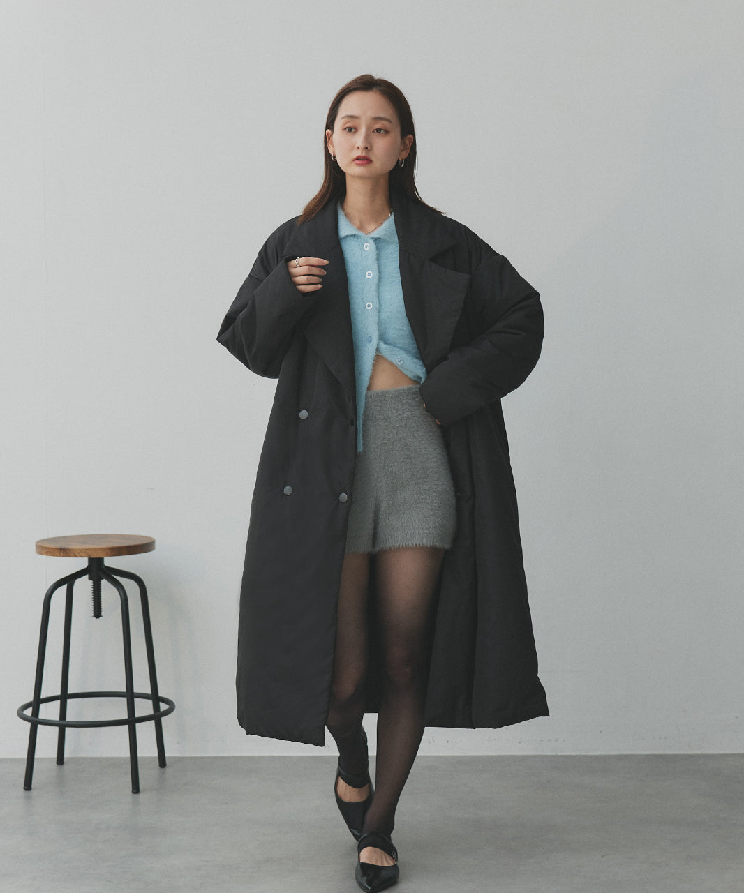 アドティエ ad thie 【2025AW新作】中綿テーラードカラーロングコート （アイボリー） アイボリー