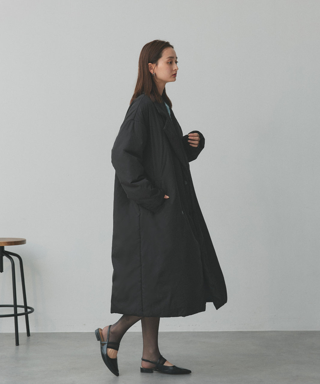 アドティエ ad thie 【2025AW新作】中綿テーラードカラーロングコート （アイボリー） アイボリー