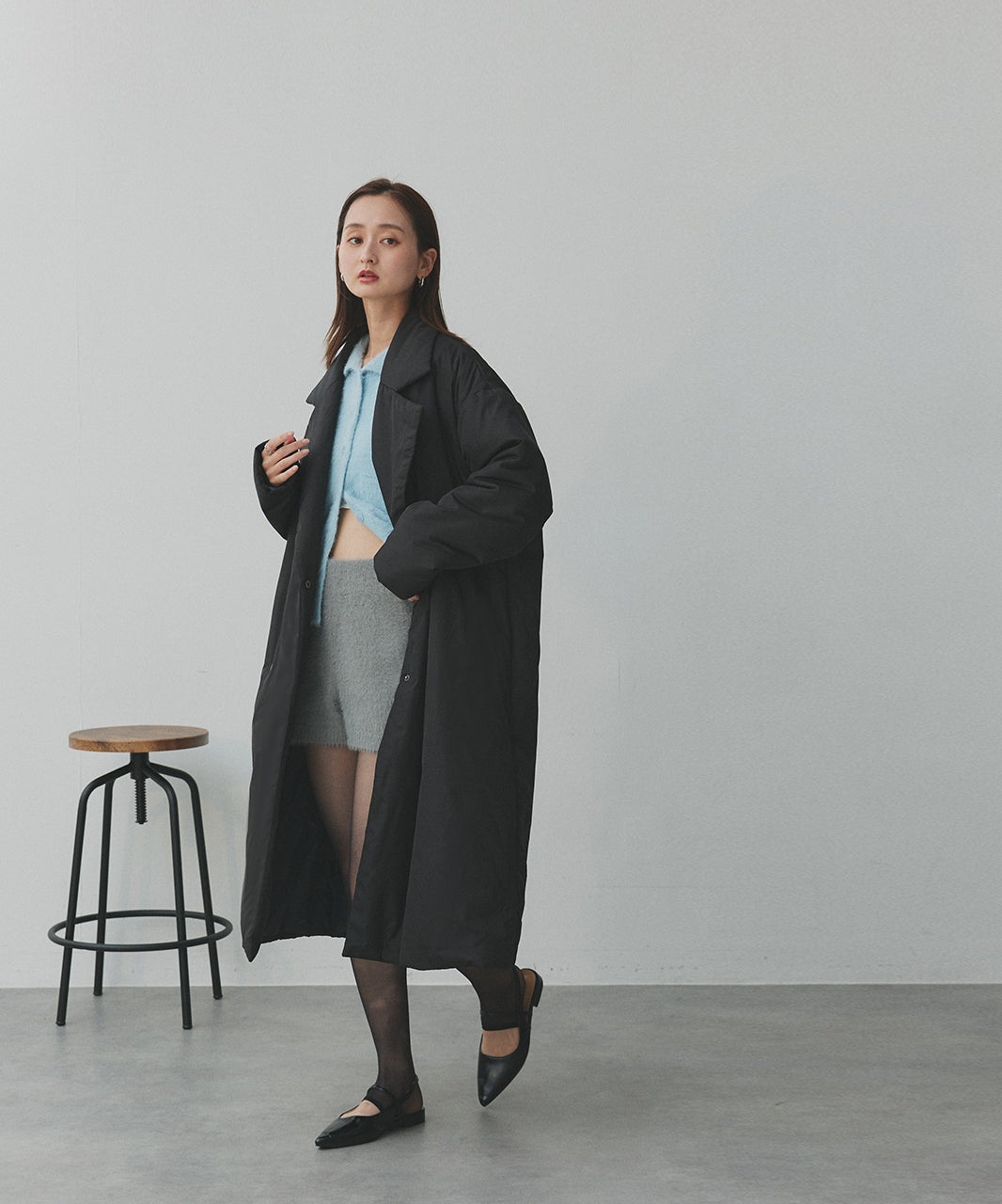 アドティエ ad thie 【2025AW新作】中綿テーラードカラーロングコート （アイボリー） アイボリー