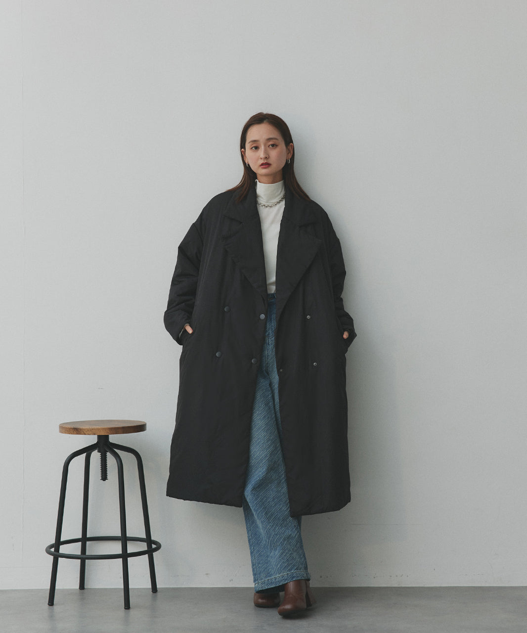 アドティエ ad thie 【2025AW新作】中綿テーラードカラーロングコート （アイボリー） アイボリー