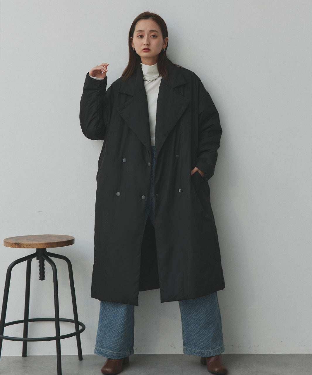 アドティエ ad thie 【2025AW新作】中綿テーラードカラーロングコート （アイボリー） アイボリー