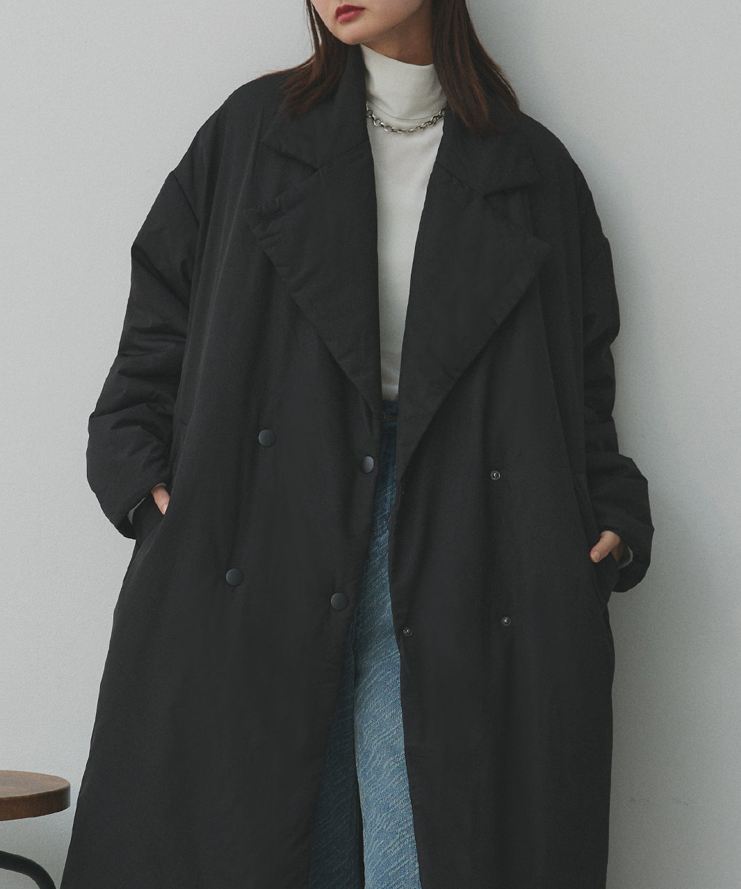 アドティエ ad thie 【2025AW新作】中綿テーラードカラーロングコート （アイボリー） アイボリー