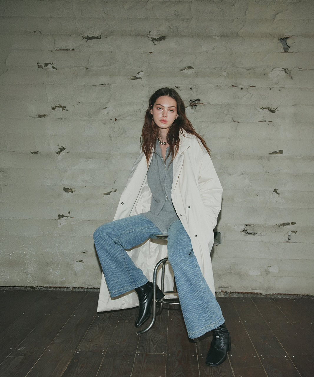 アドティエ ad thie 【2025AW新作】中綿テーラードカラーロングコート （アイボリー） アイボリー