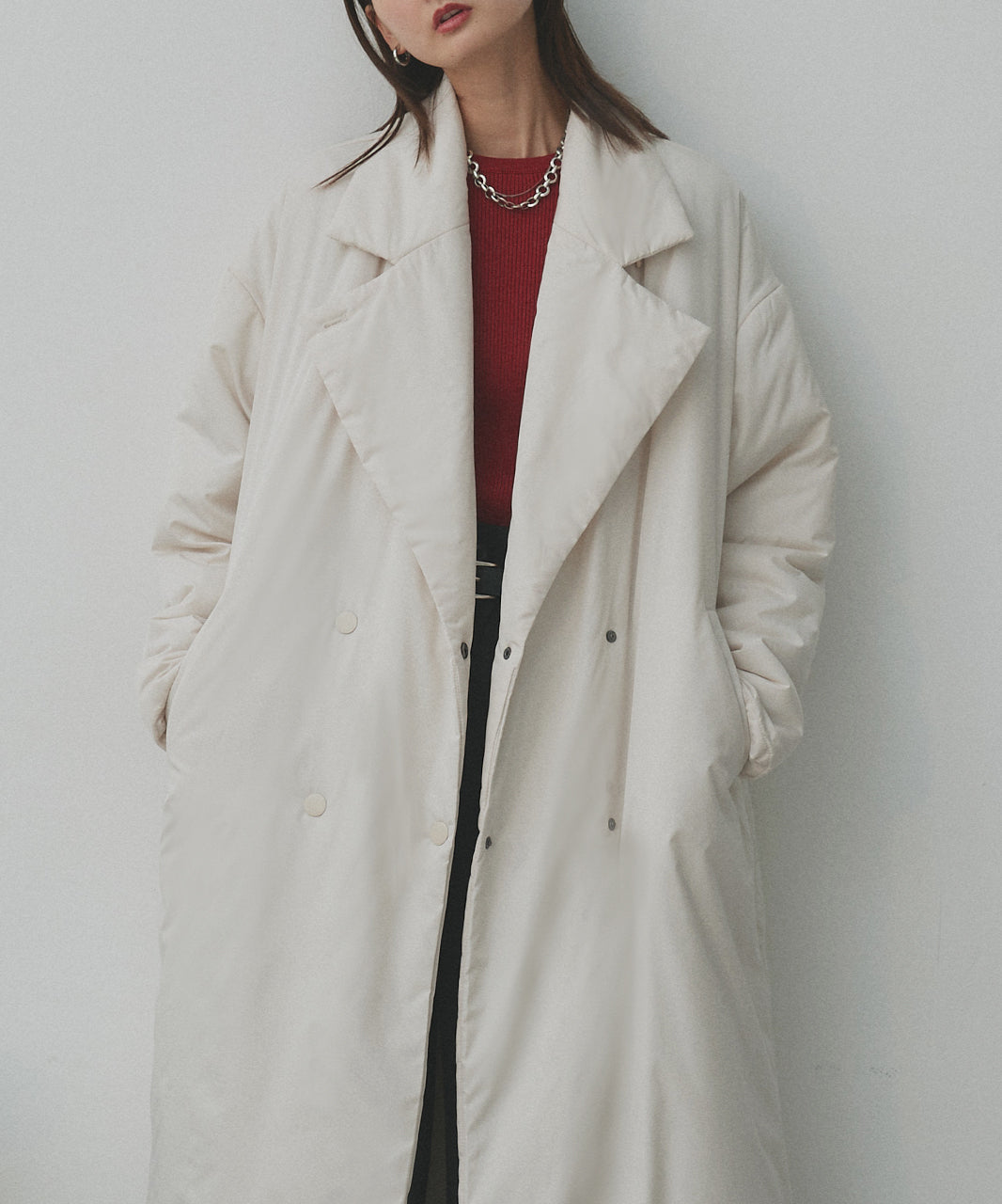 アドティエ ad thie 【2025AW新作】中綿テーラードカラーロングコート （アイボリー） アイボリー