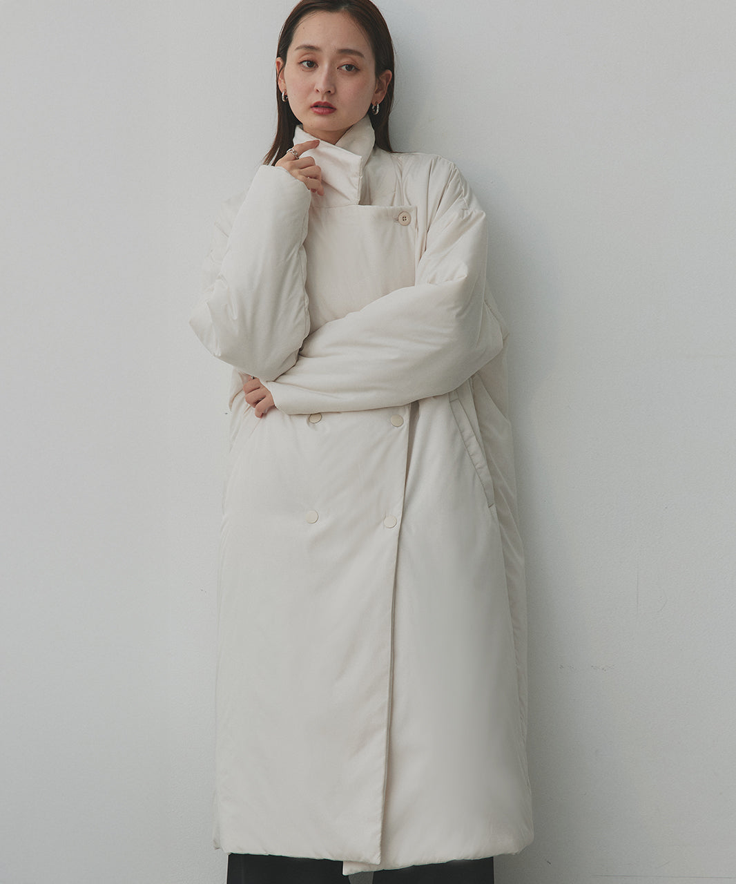 アドティエ ad thie 【2025AW新作】中綿テーラードカラーロングコート （アイボリー） アイボリー