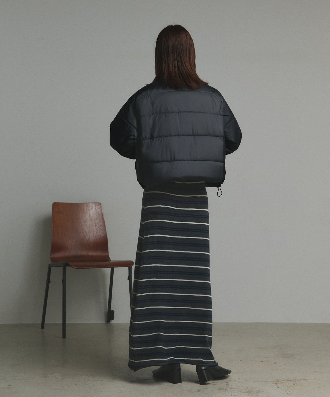 アドティエ ad thie 【2025AW新作】レザーパッチ中綿ダウンブルゾン （ブラック） ブラック