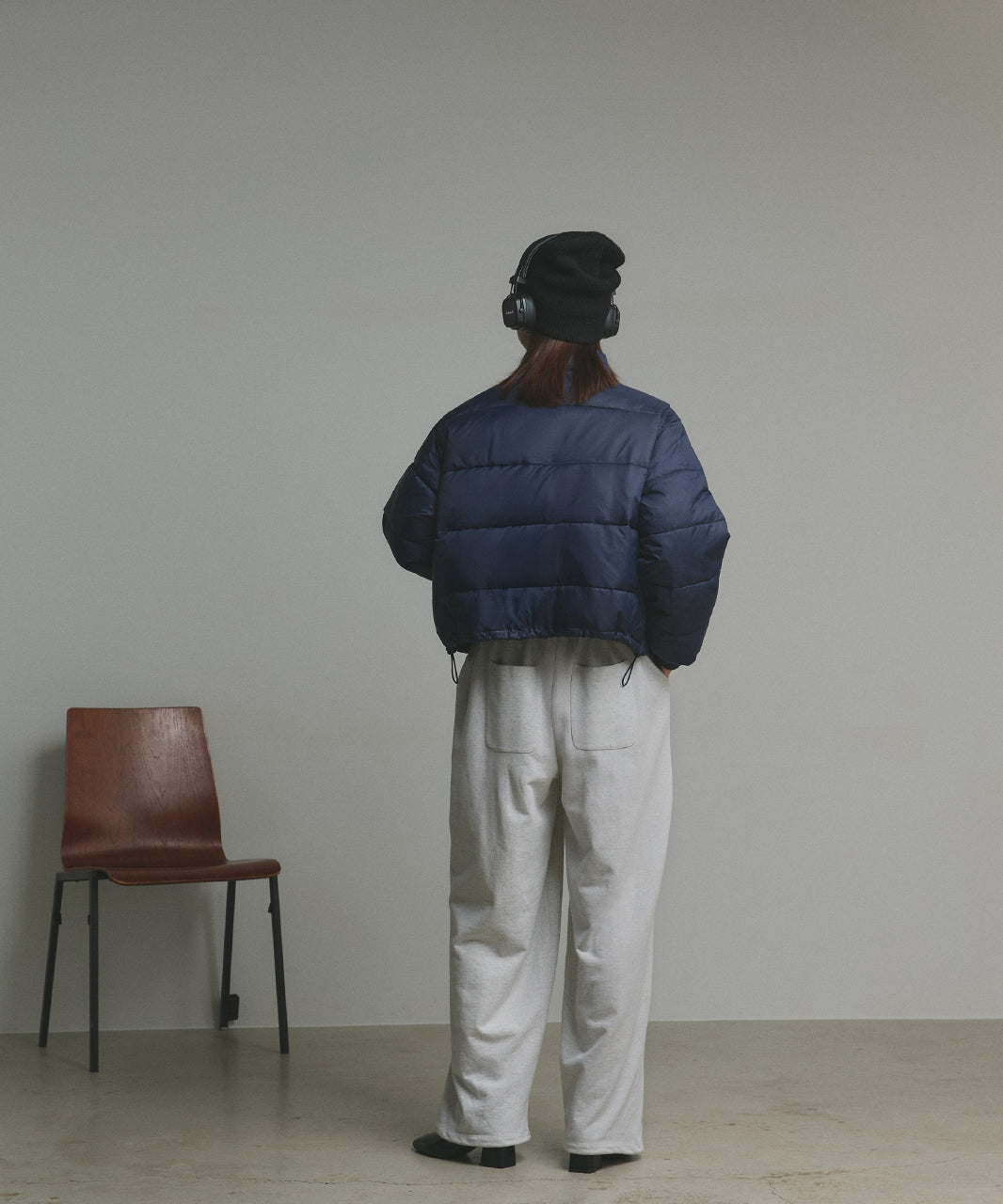 アドティエ ad thie 【2025AW新作】レザーパッチ中綿ダウンブルゾン （ブラック） ブラック