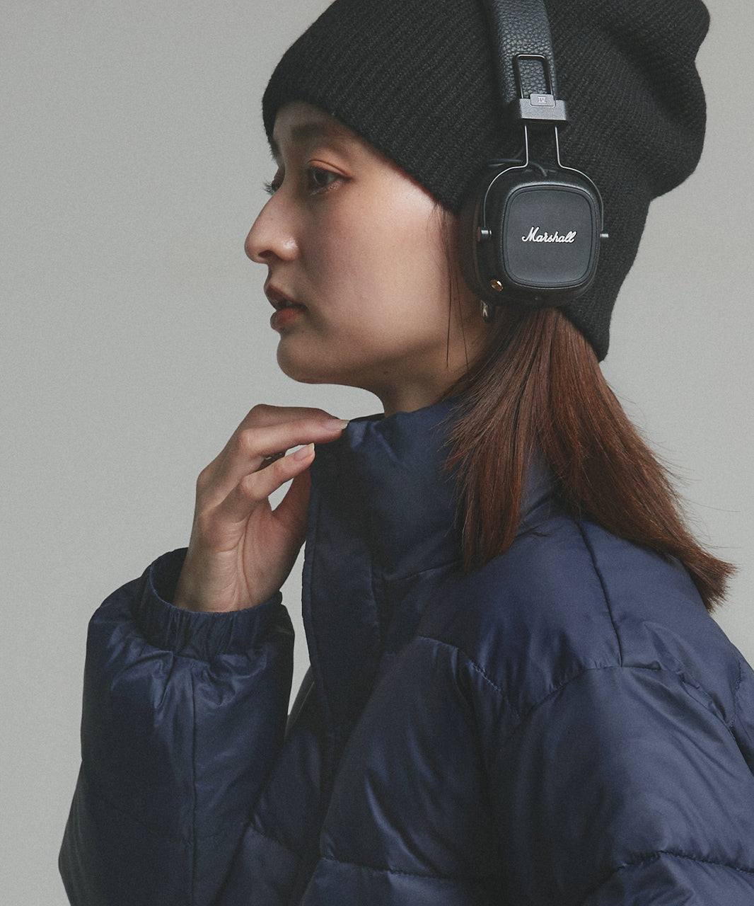 アドティエ ad thie 【2025AW新作】レザーパッチ中綿ダウンブルゾン （ブラック） ブラック