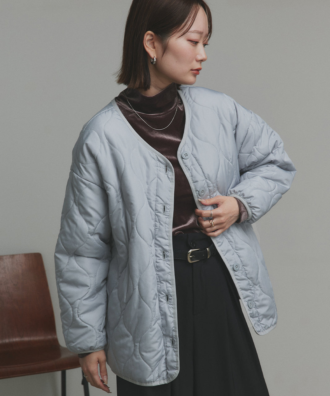 アドティエ ad thie キルティング 中綿ジャケット （ブルー） ブルー