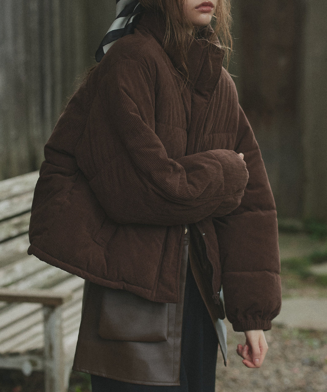 アドティエ ad thie 【2025AW新作】コーデュロイパデットブルゾン （チャコールグレー） チャコールグレー