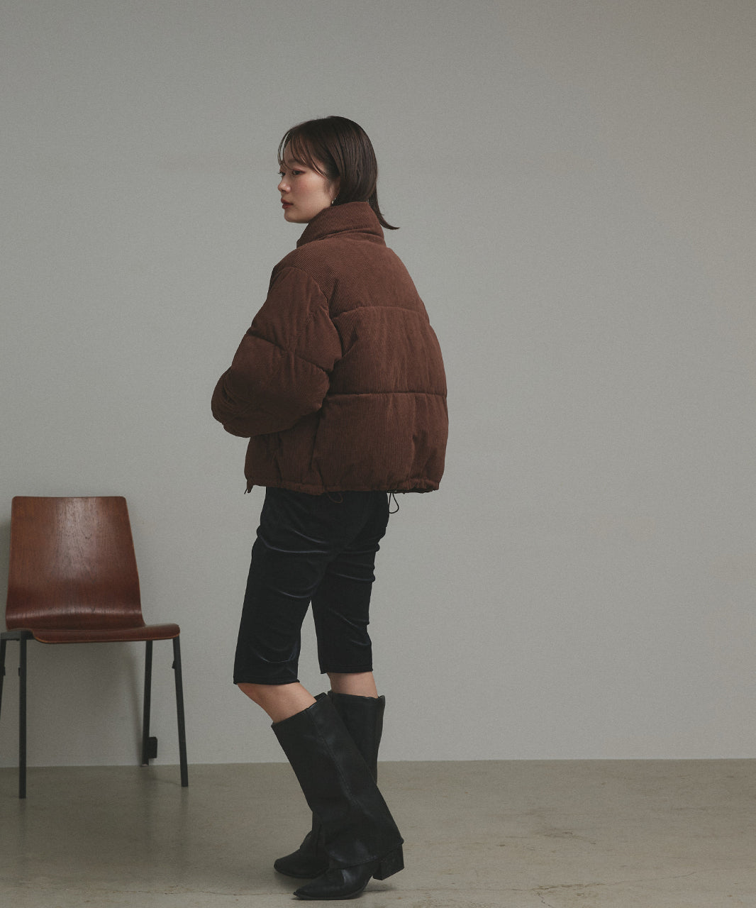 アドティエ ad thie 【2025AW新作】コーデュロイパデットブルゾン （チャコールグレー） チャコールグレー