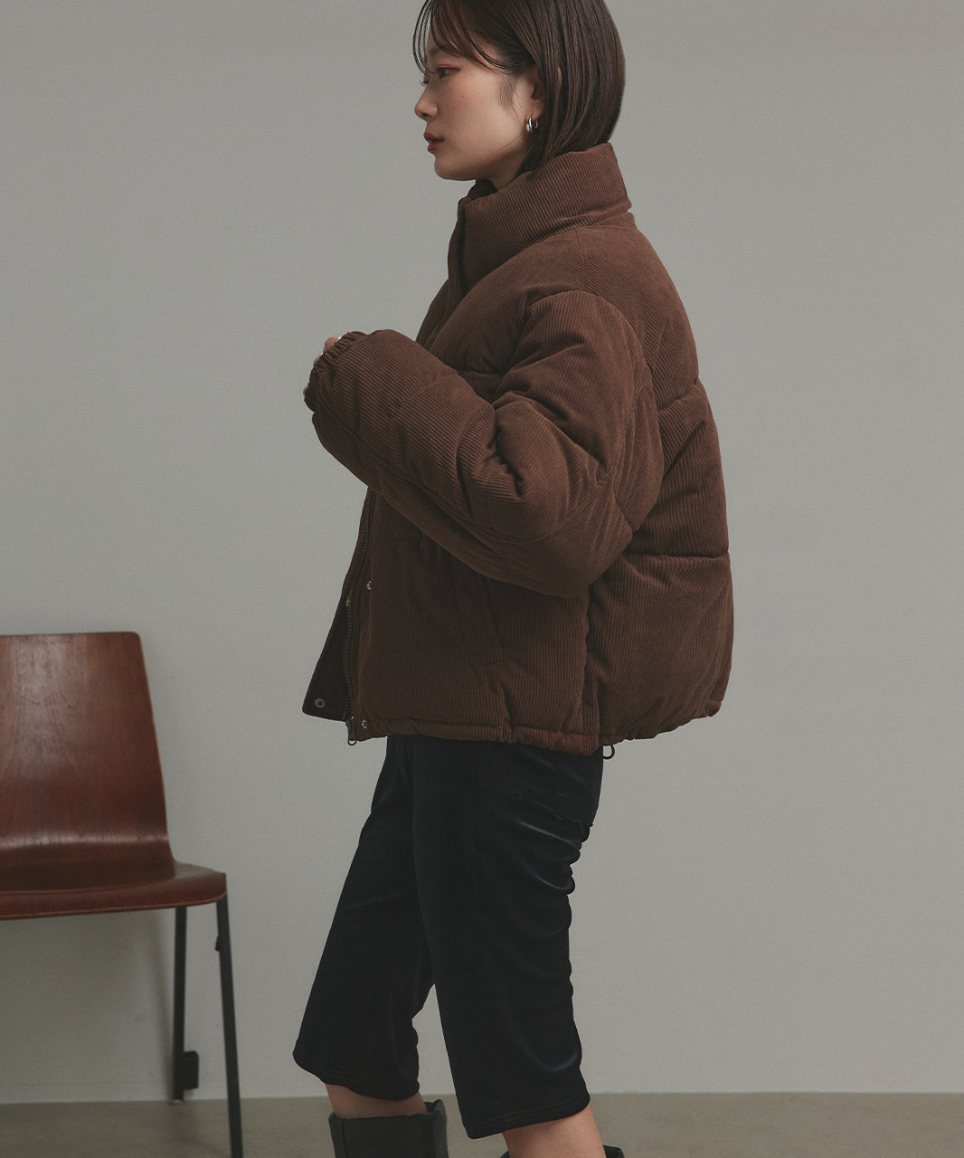 アドティエ ad thie 【2025AW新作】コーデュロイパデットブルゾン （チャコールグレー） チャコールグレー