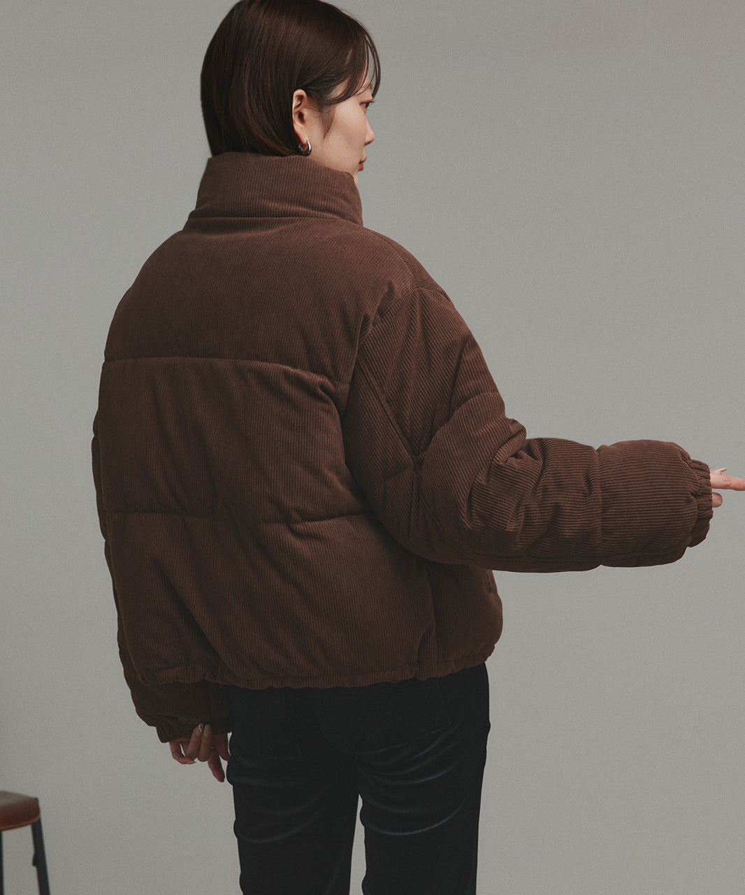 アドティエ ad thie 【2025AW新作】コーデュロイパデットブルゾン （チャコールグレー） チャコールグレー