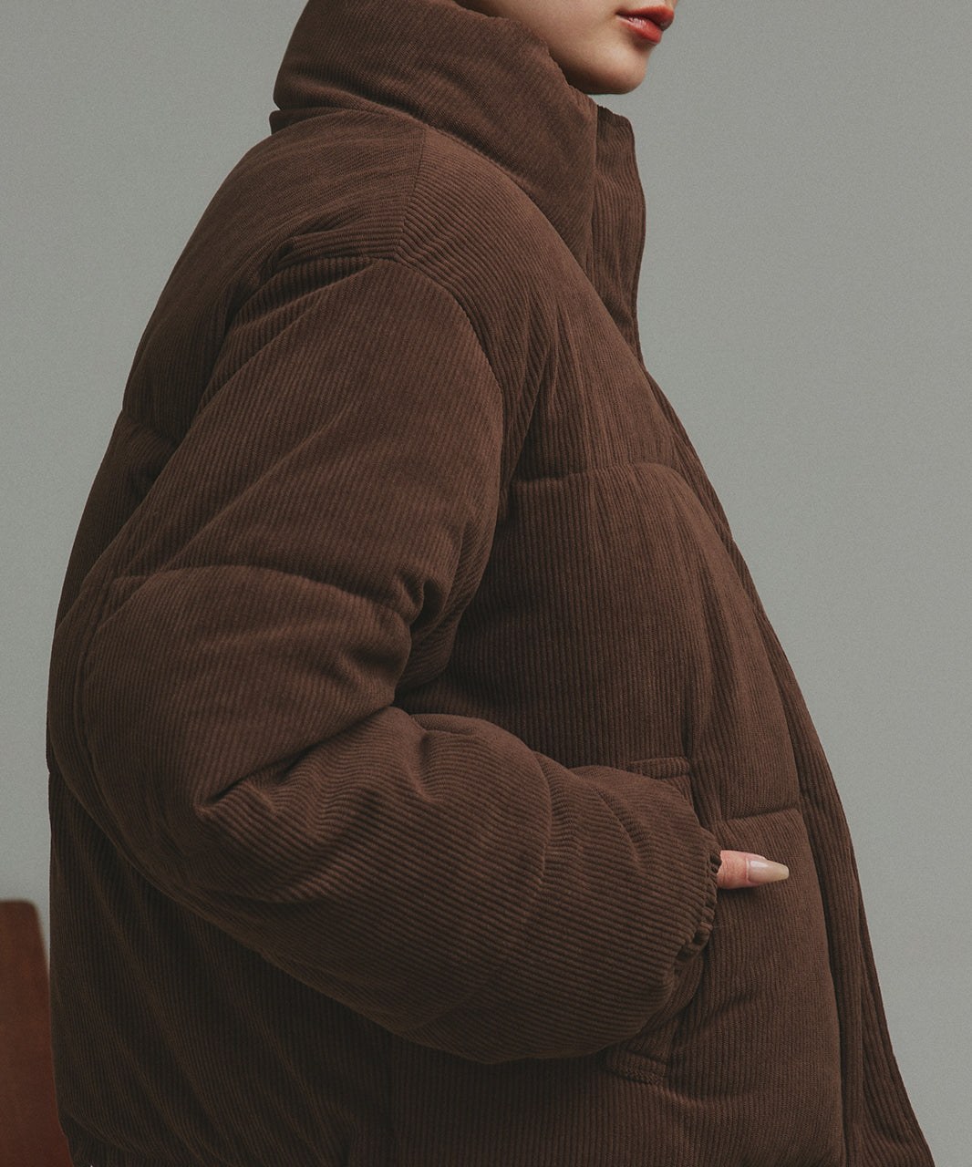 アドティエ ad thie 【2025AW新作】コーデュロイパデットブルゾン （チャコールグレー） チャコールグレー