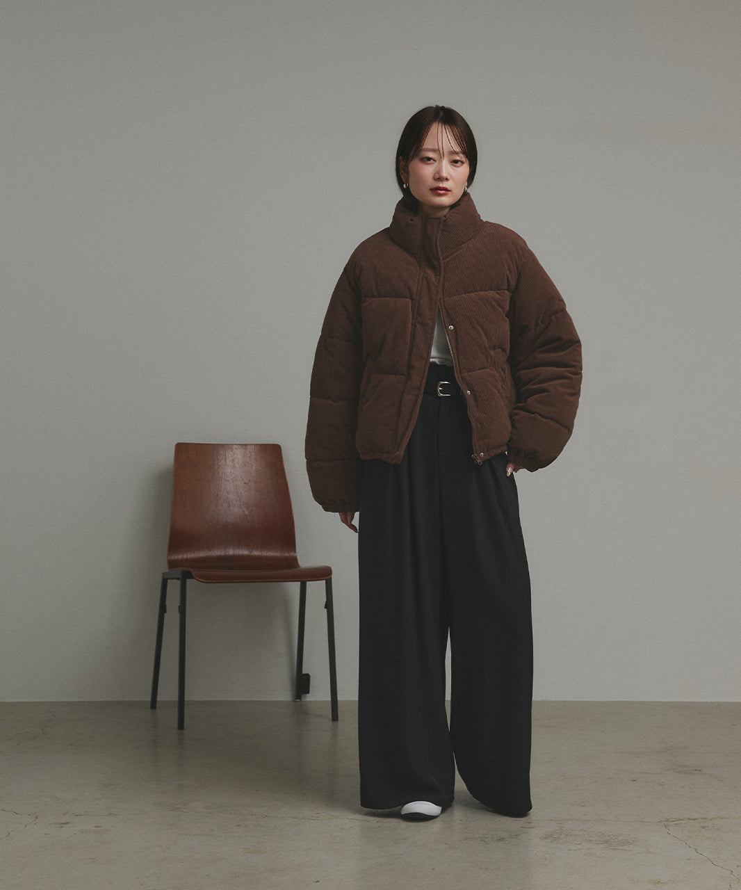 アドティエ ad thie 【2025AW新作】コーデュロイパデットブルゾン （チャコールグレー） チャコールグレー