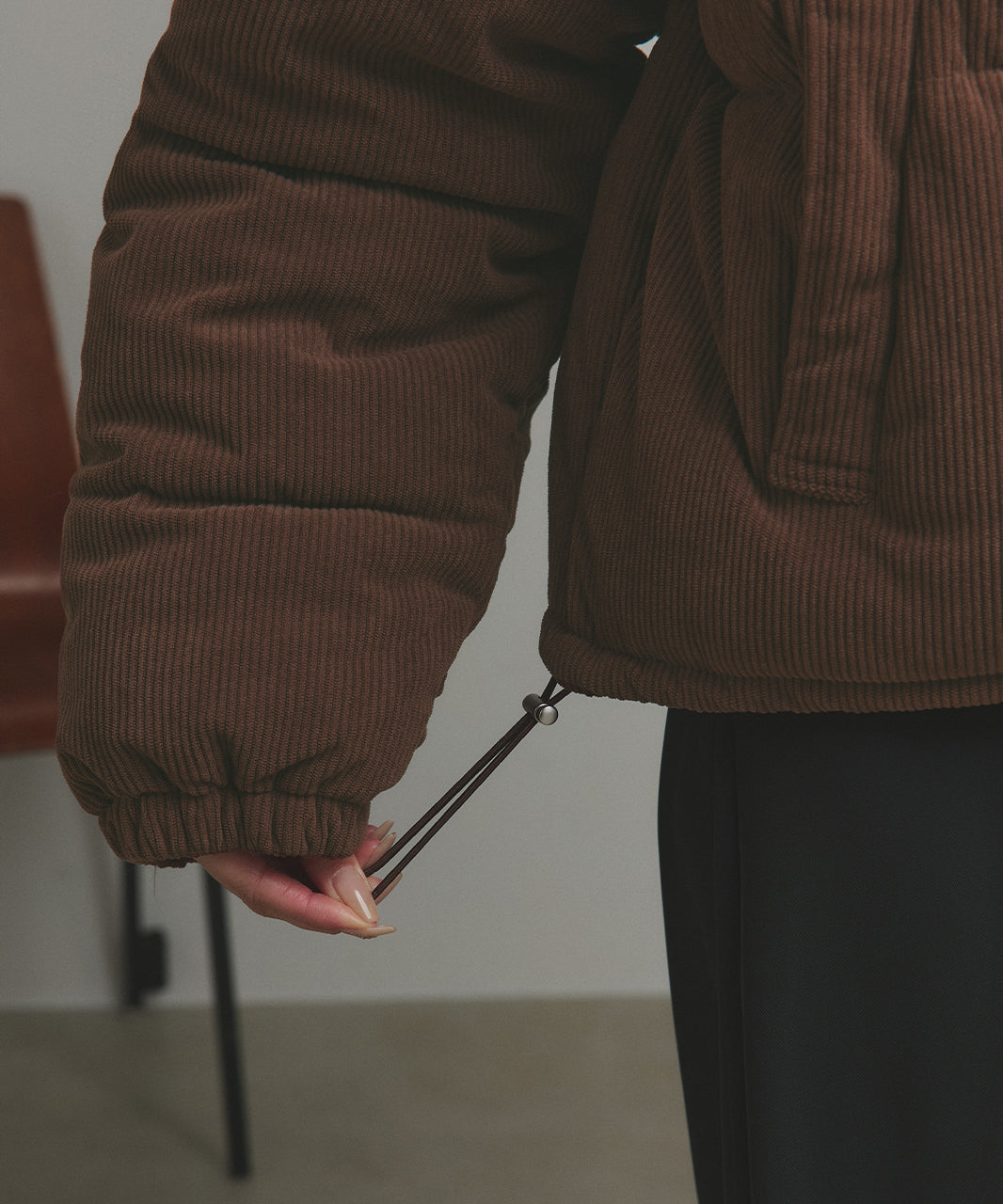 アドティエ ad thie 【2025AW新作】コーデュロイパデットブルゾン （チャコールグレー） チャコールグレー