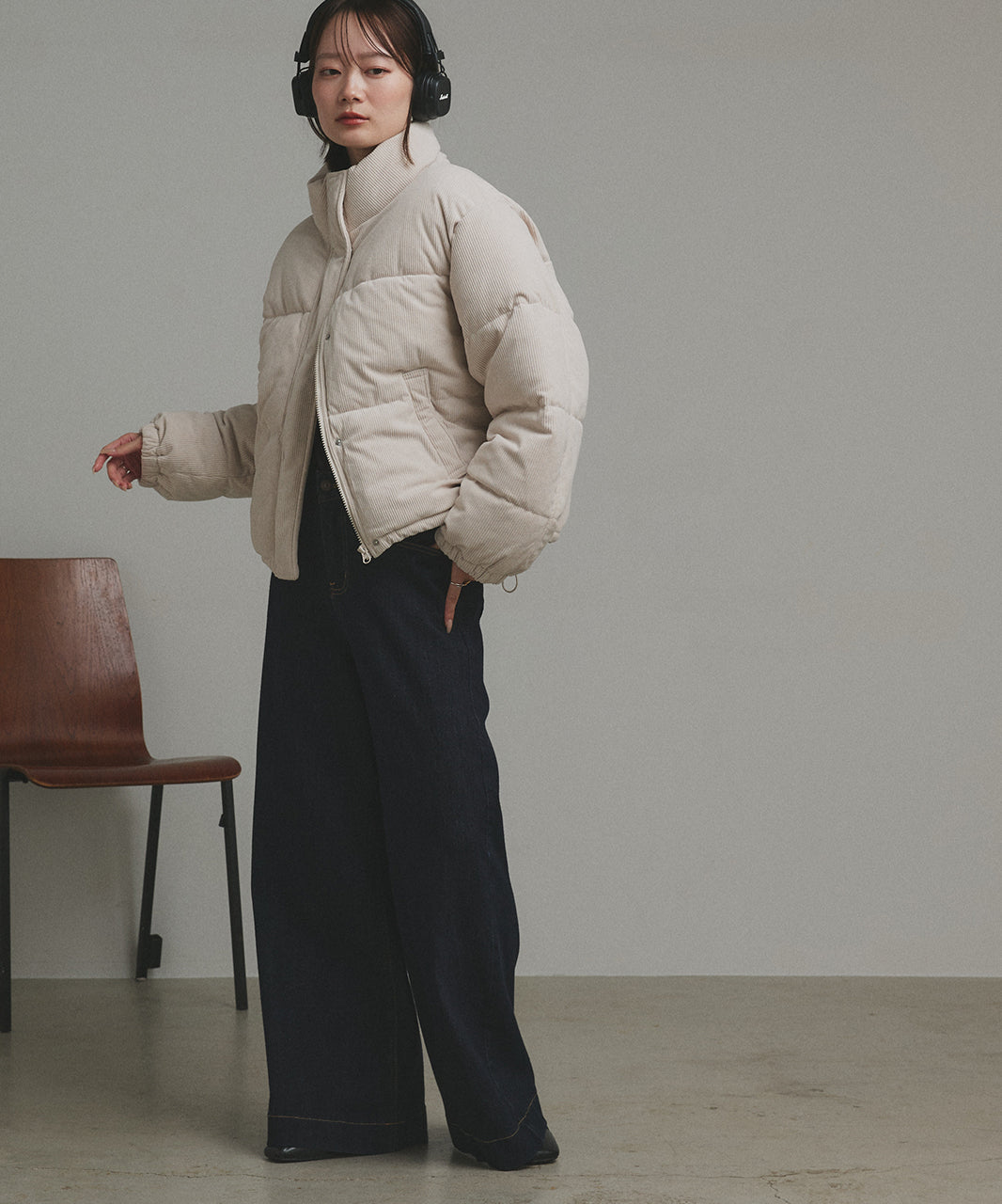 アドティエ ad thie 【2025AW新作】コーデュロイパデットブルゾン （チャコールグレー） チャコールグレー