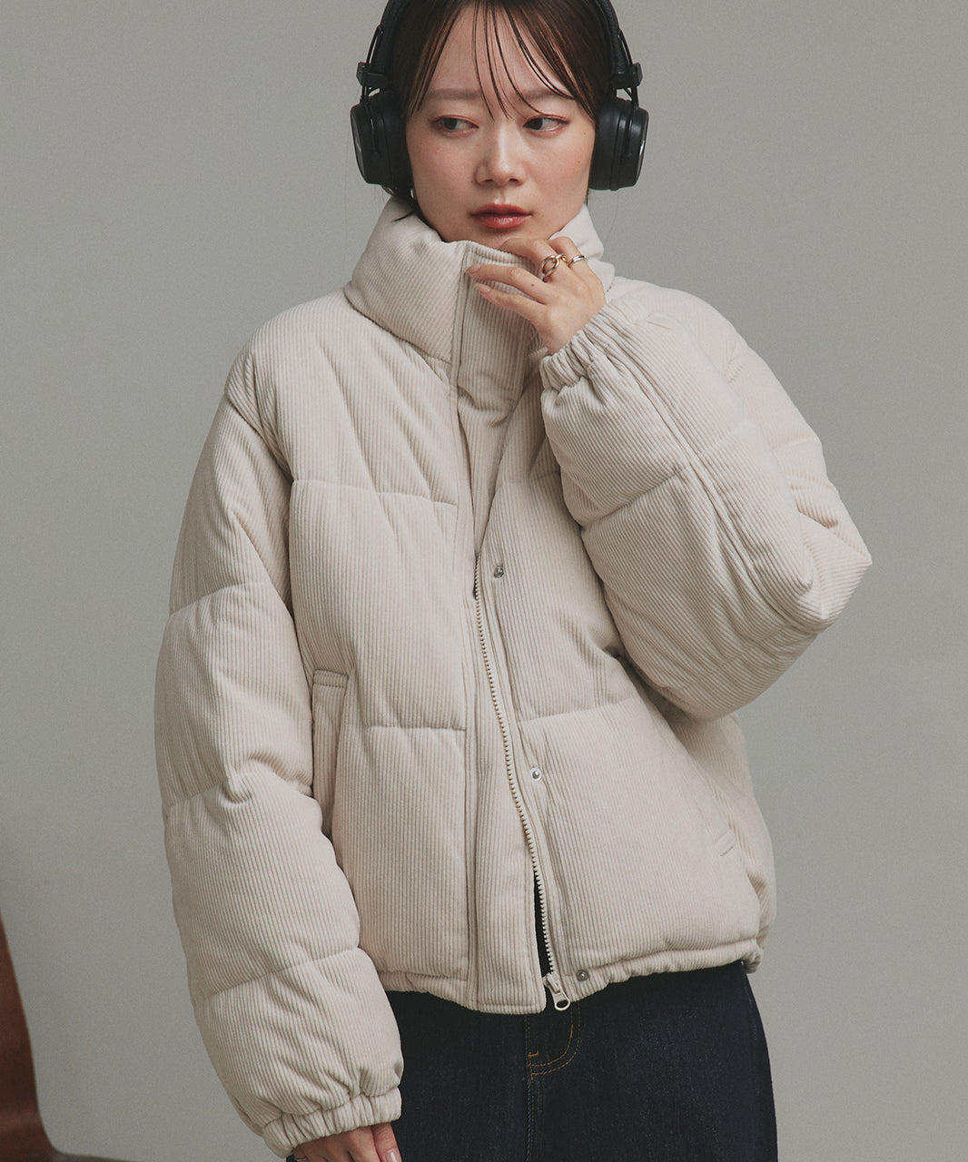 アドティエ ad thie 【2025AW新作】コーデュロイパデットブルゾン （チャコールグレー） チャコールグレー