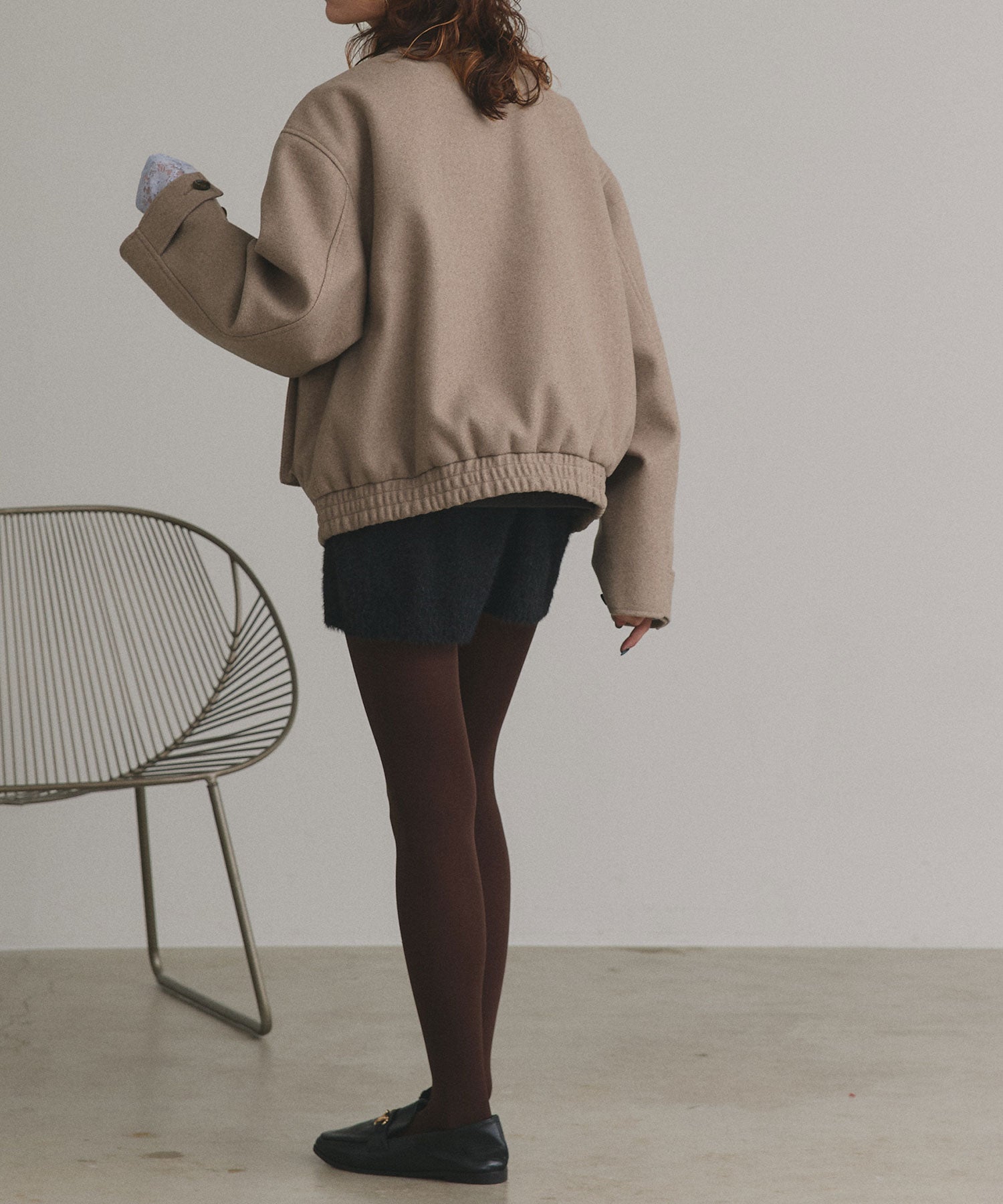 アドティエ ad thie 【2025AW新作】フェイクウールスタンドカラーブルゾン （モクグレー） モクグレー