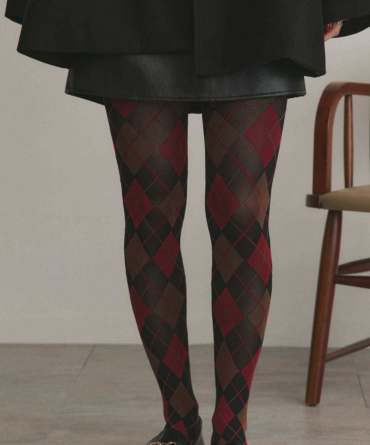 アドティエ ad thie 【2025AW新作】アーガイルタイツ （ブルー） ブルー